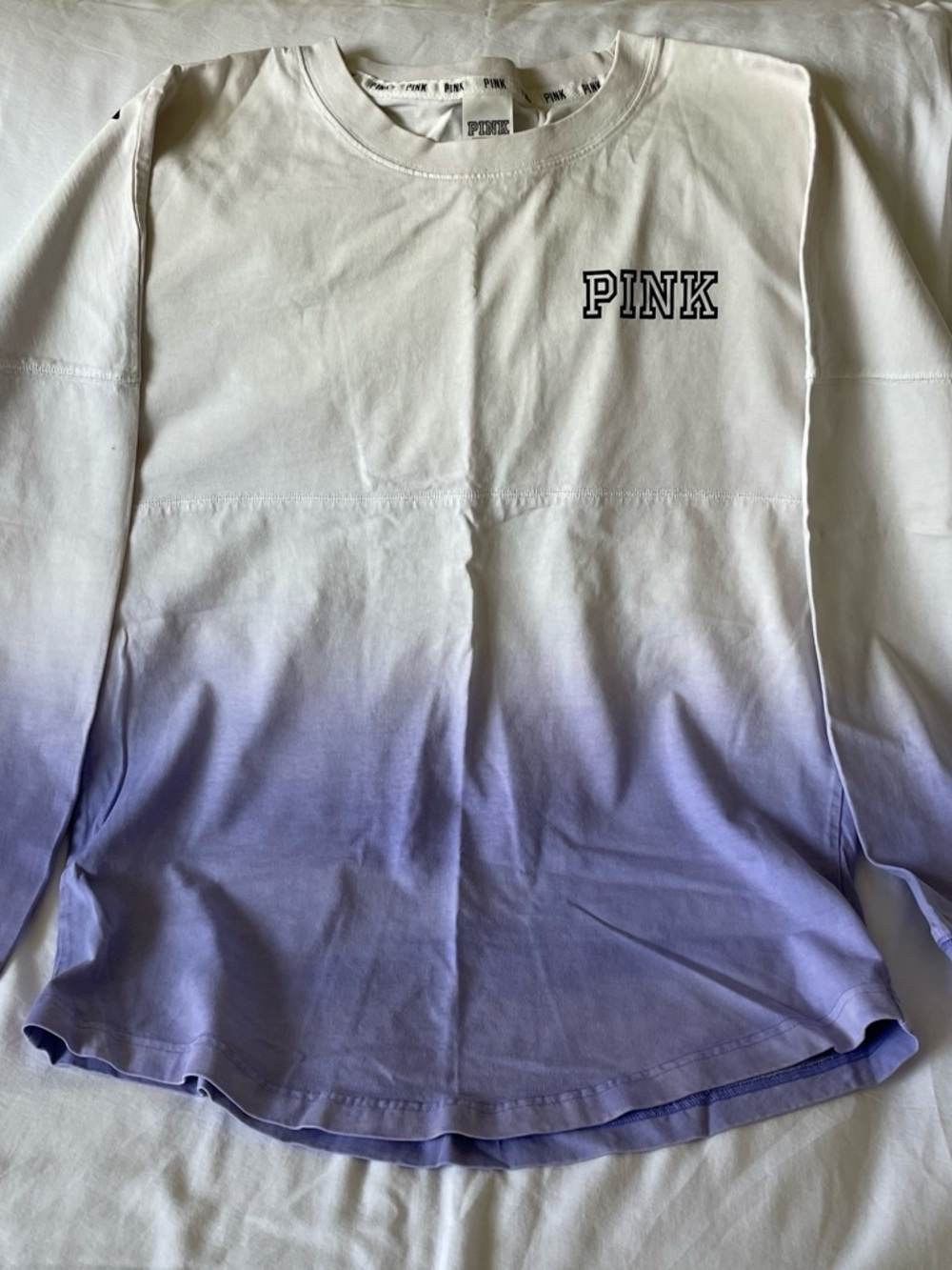PINK Victoria's Secret White to Lavender Ombre Long Sleeve Tee